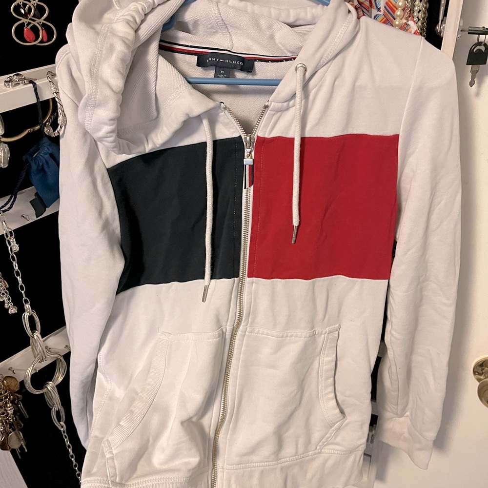 Zip up white Tommy Hilfiger hoodie